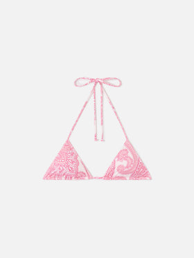 Haut de bikini triangle Leah à motif paisley rose 