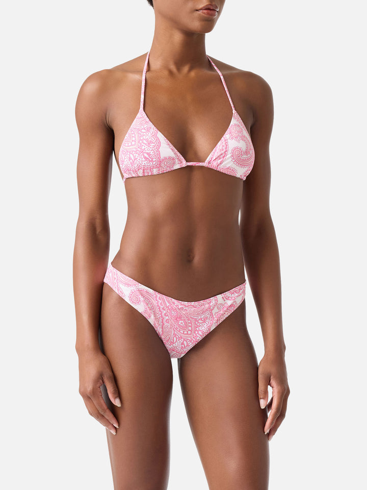 Leah Lido pink paisley triangle bikini