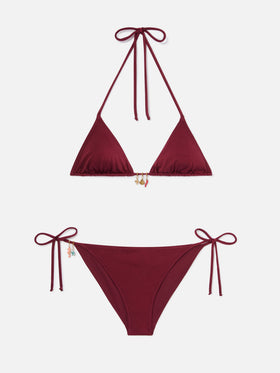 Leah Virgo red glossy finish bikini with charms
