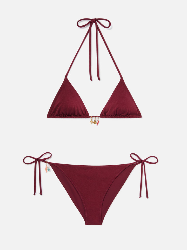 Bikini Leah Virgo glossy finish rosso con charms
