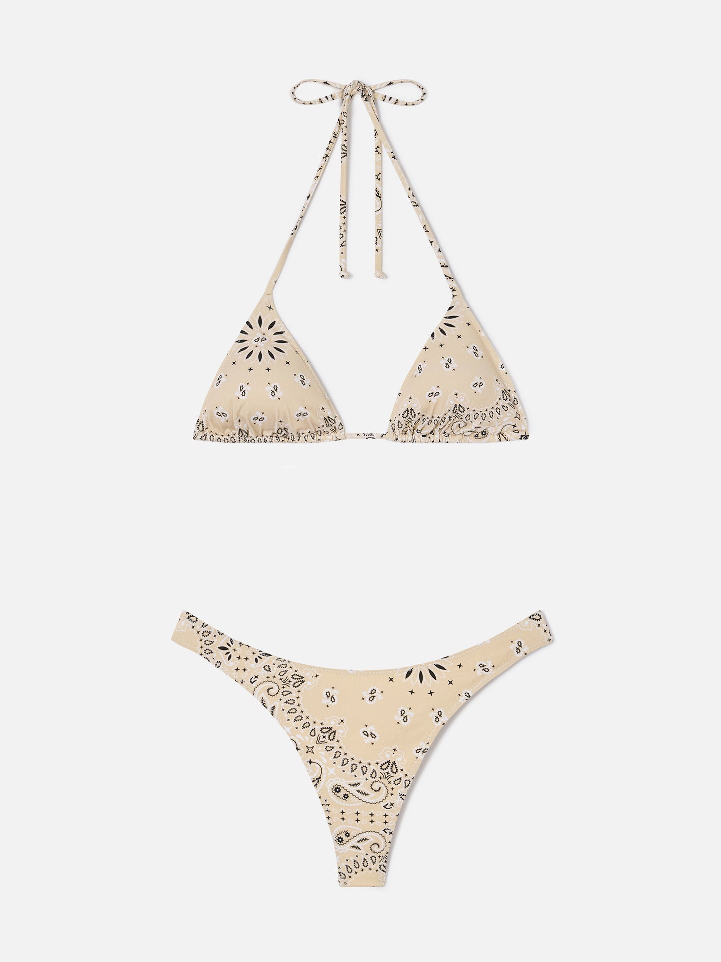 Bikini Leah Naomi beige con estampado bandana 