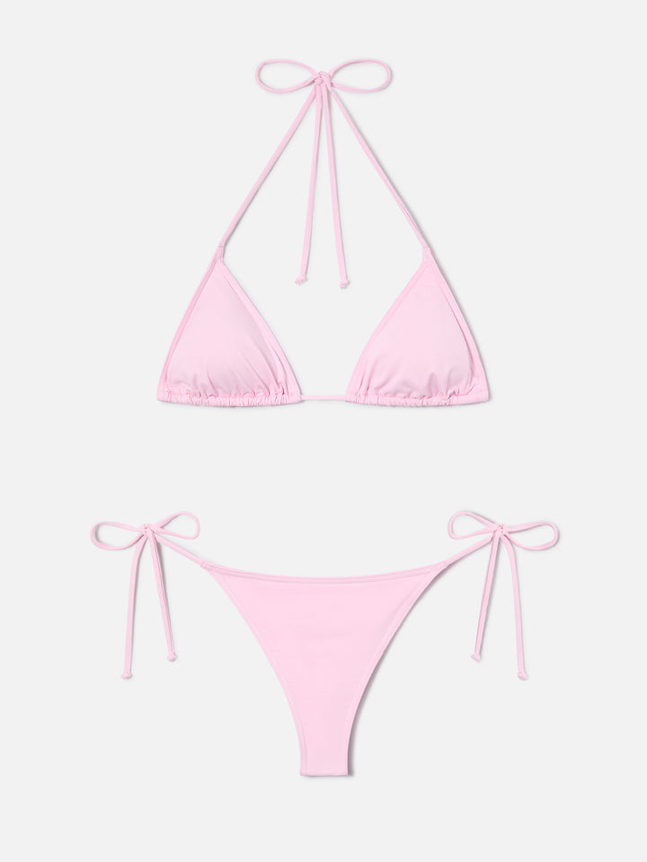 Leah Marielle light pink triangle bikini with ties