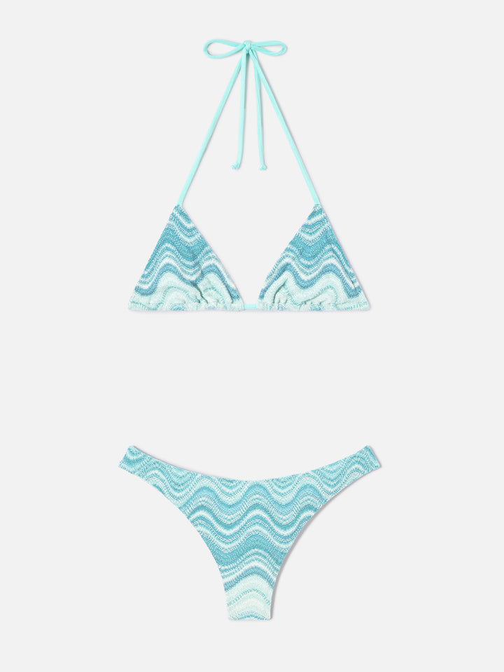 Leah Naomi Bikini aus wassergrünem Raschel mit degradé-Effekt 
