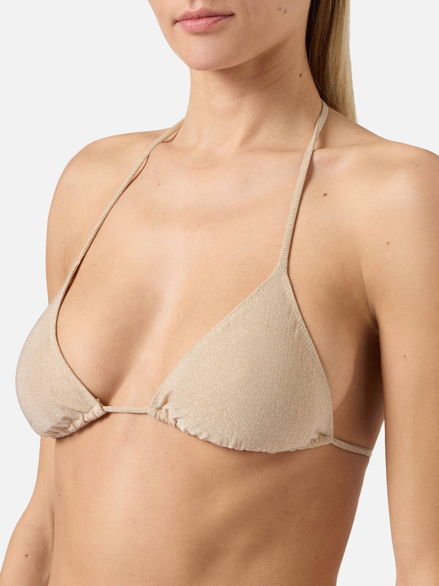 Leah Teen Triangel-Bikini aus goldenem Lurex 