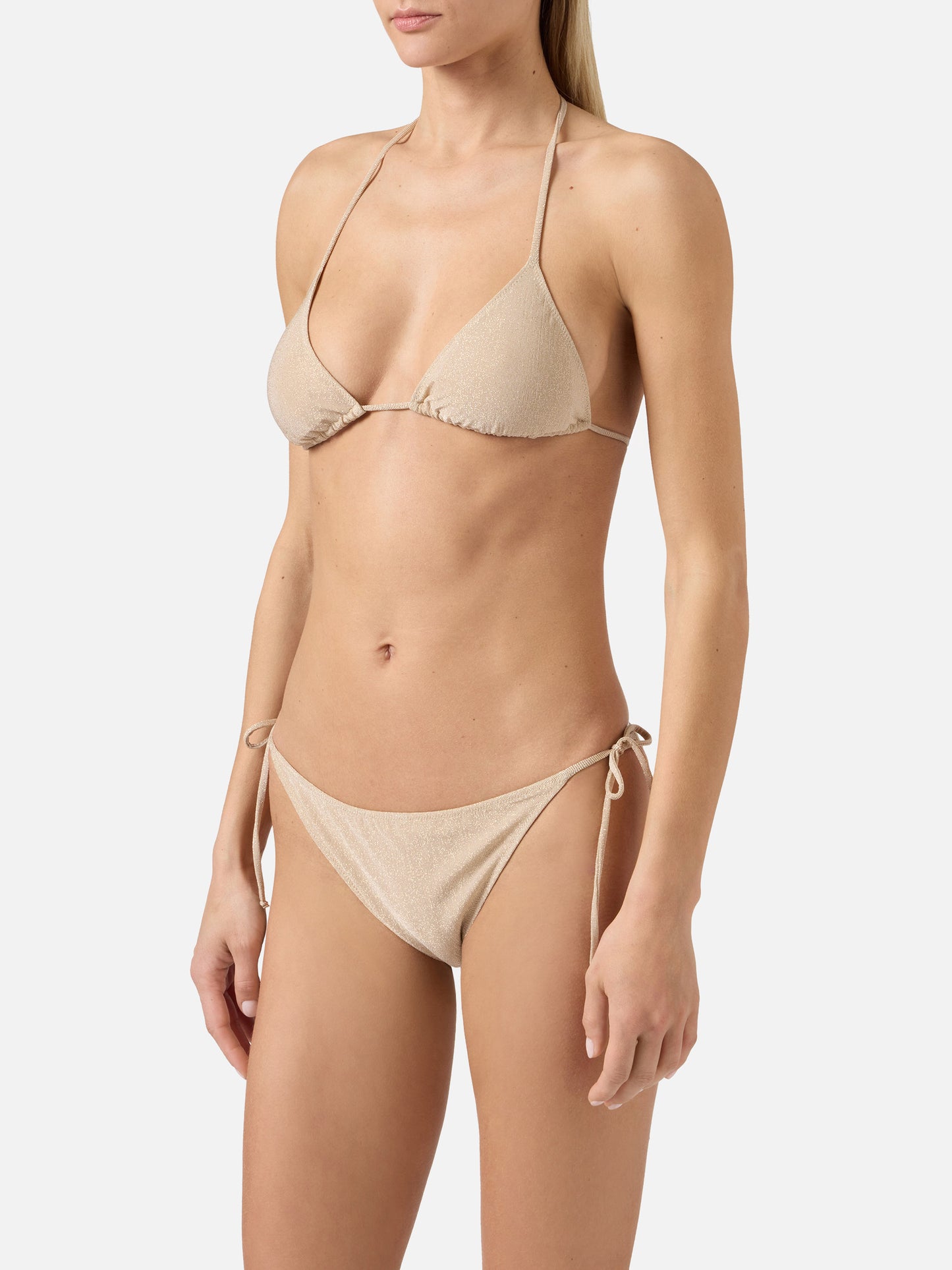 Leah Teen Triangel-Bikini aus goldenem Lurex 