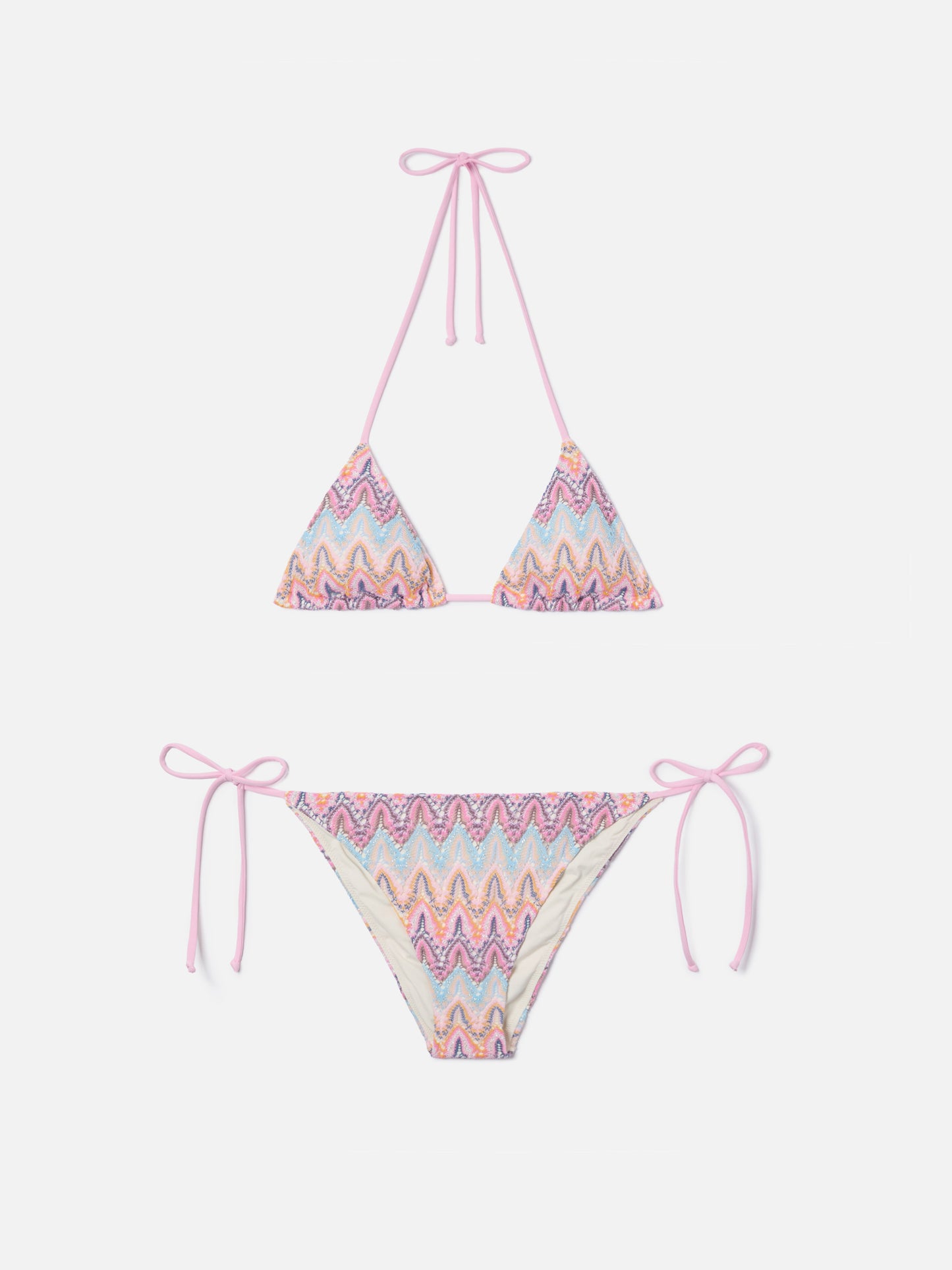 Leah Teen multicolor raschel bikini in shades of pink