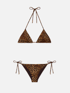 Leah Virgo triangle bikini with leopard print