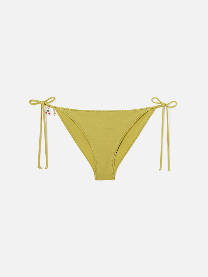 Leah Virgo Triangel-Bikini in Pistaziengrün mit glänzendem Finish und Charms 