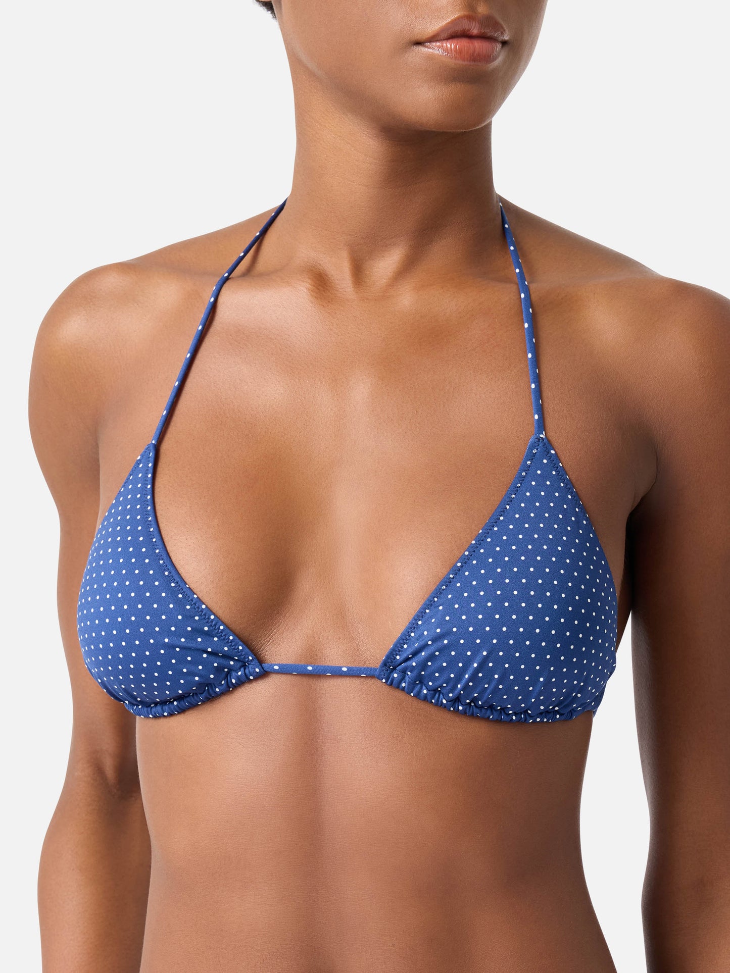 Leah Virgo Triangel-Bikini mit Micro-Polka-Dot-Print 