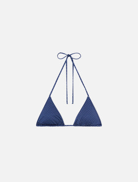Leah triangle bikini top with micro polka dots print