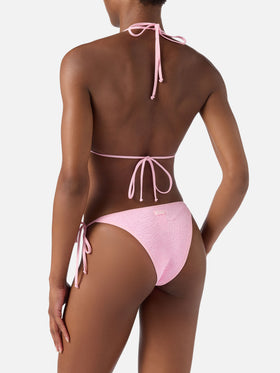 Bikini string Leah Marielle rose avec finitions contrastées 