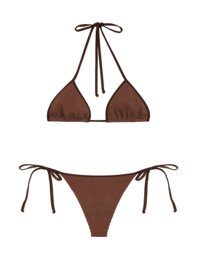 Classic crinkle triangle bikini Leah Norah in brown - MC2 Saint Barth