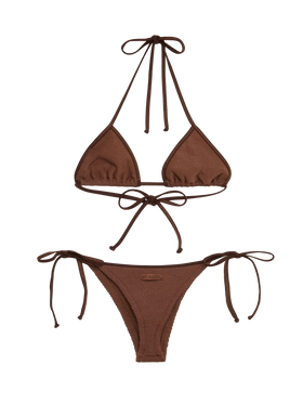 Classic crinkle triangle bikini Leah Norah in brown - MC2 Saint Barth