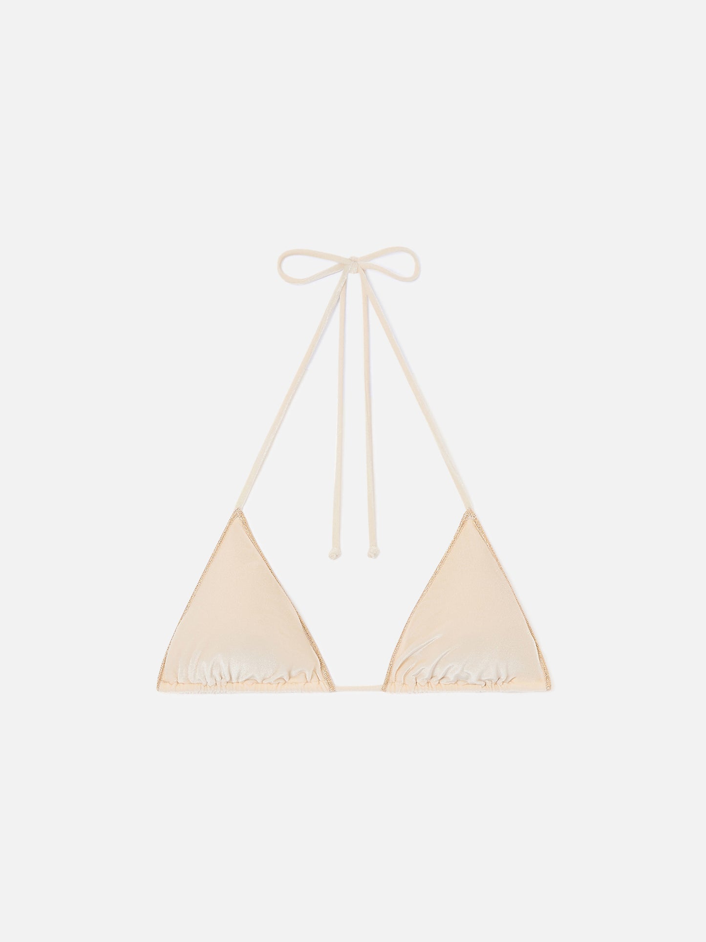 Top bikini Leah Overlock triangolo in velluto oro 