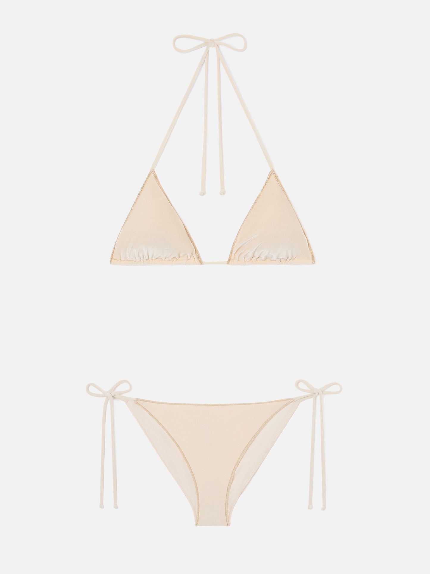 Leah Virgo Overlock bikini in gold velvet