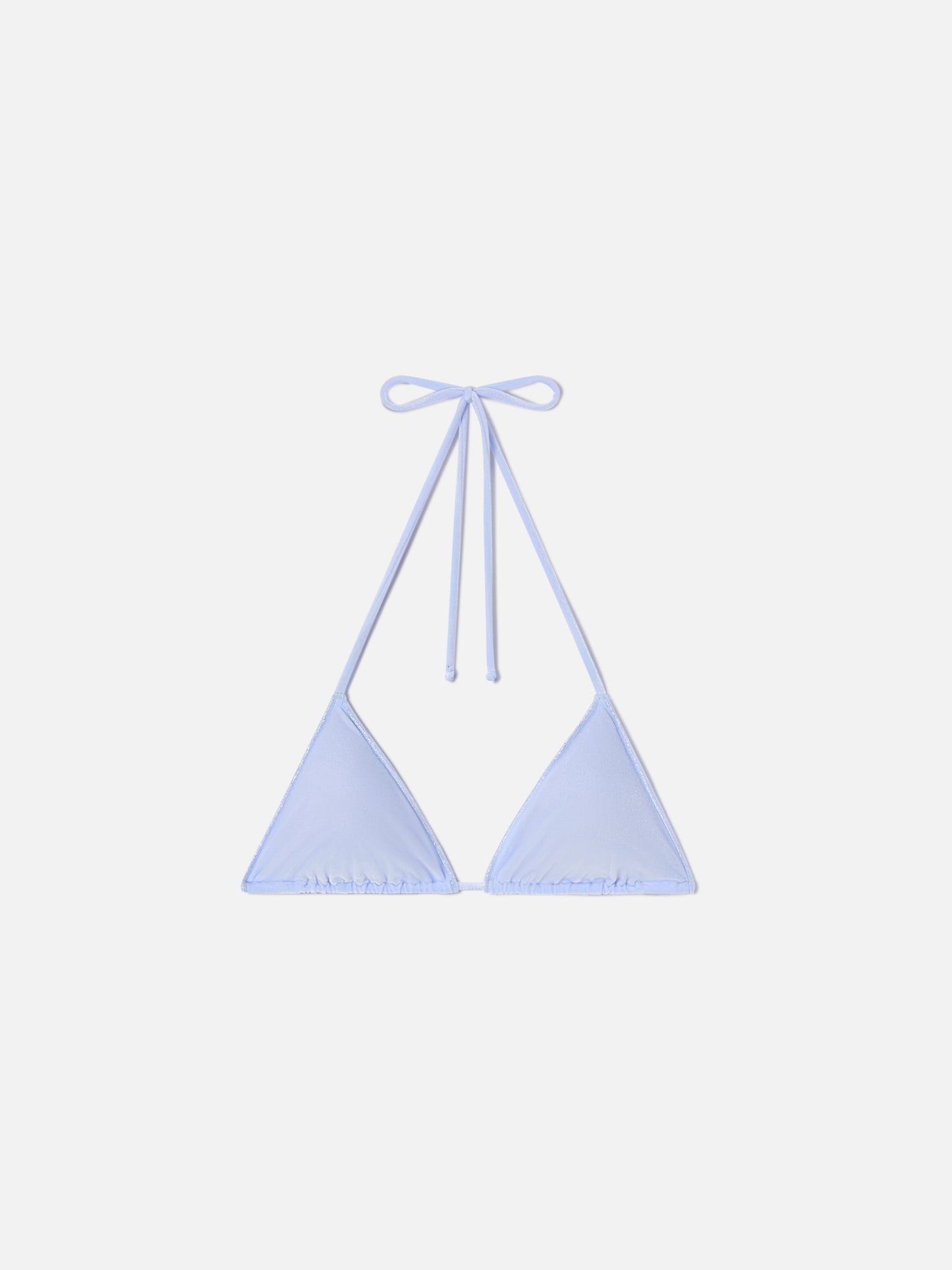 Leah Overlock Triangel-Bikinioberteil aus hellblauem Samt 