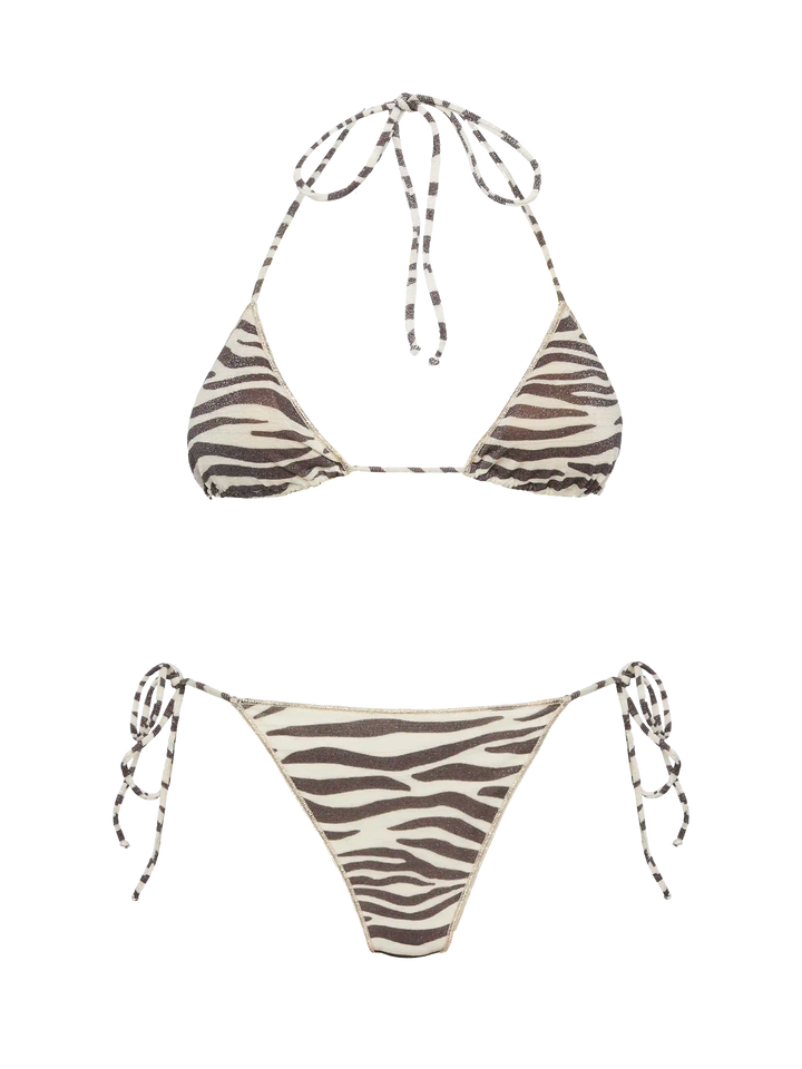 Lurex classic triangle bikini Leah Marielle with zebra print - MC2 Saint Barth