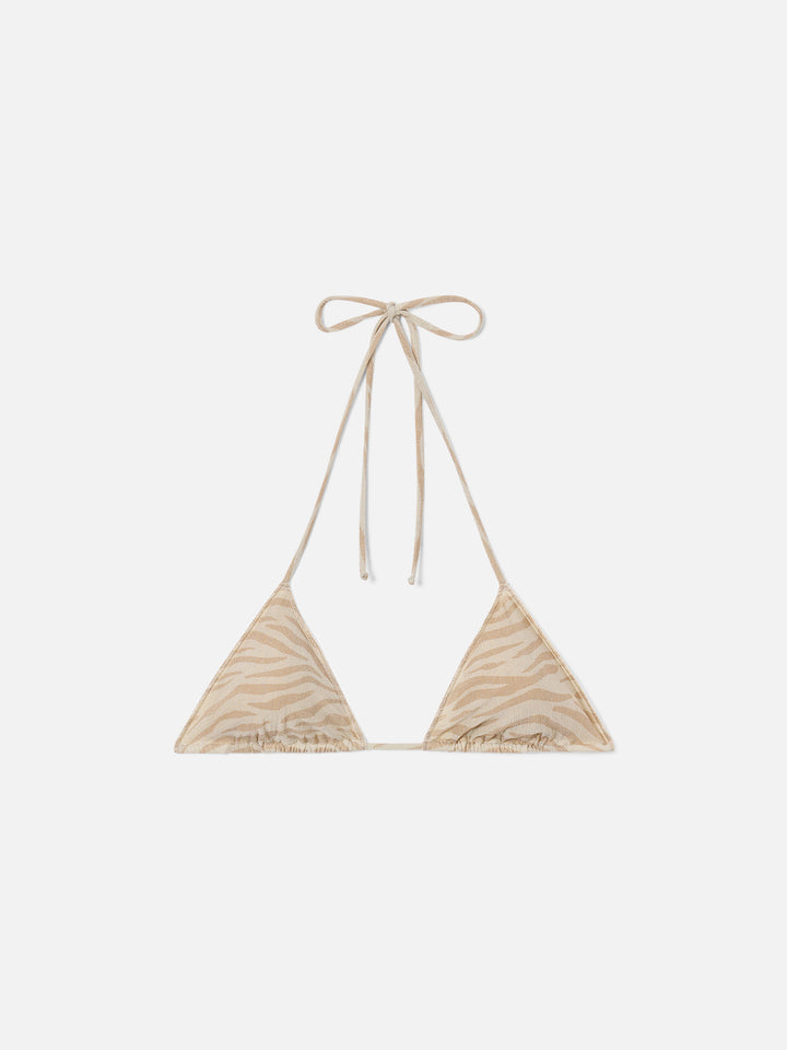 Leah Overlock animalier lurex Triangel-Bikinioberteil 