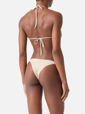 Bikini Leah Marielle Overlock con estampado de cebra en lurex 