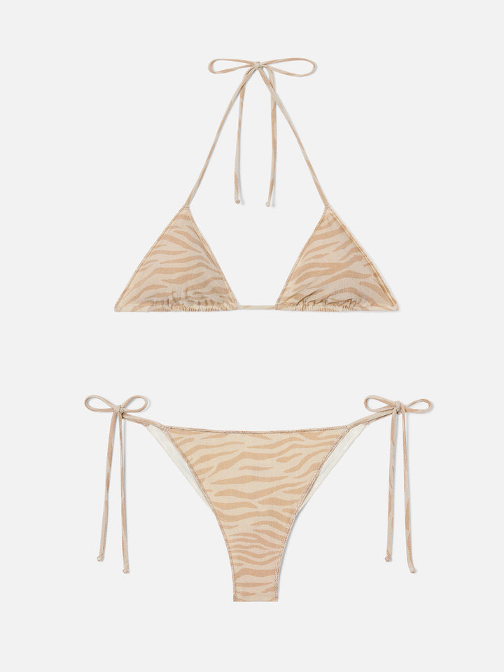 Leah Marielle Overlock with zebra print lurex bikini