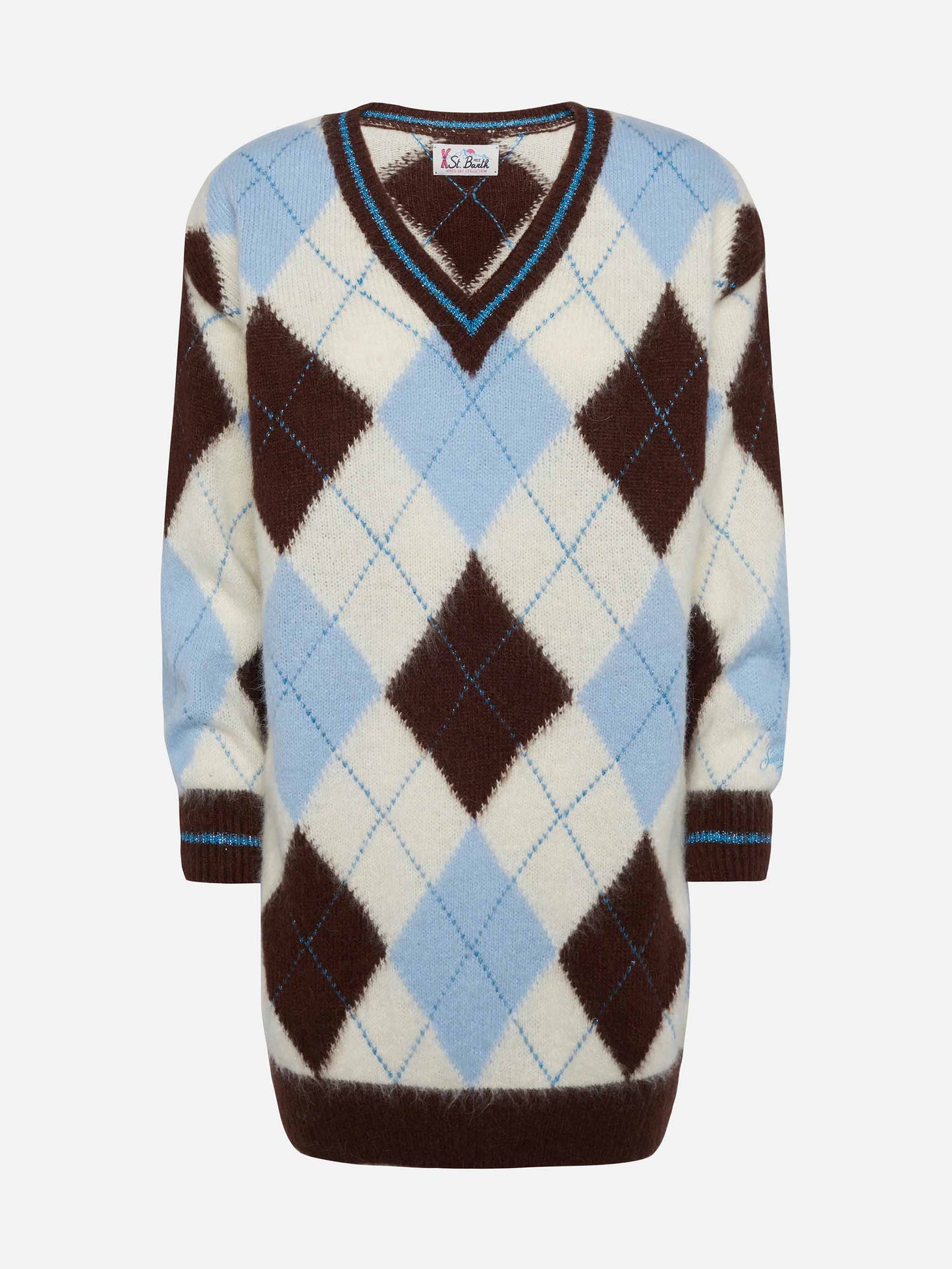 Woman ultra soft knit dress with argyle jacquard - MC2 Saint Barth