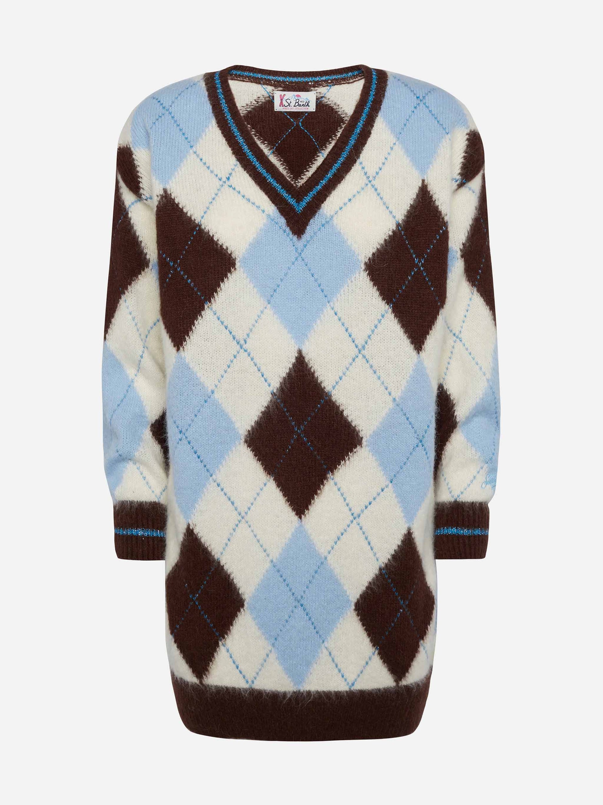 Woman ultra soft knit dress with argyle jacquard - MC2 Saint Barth