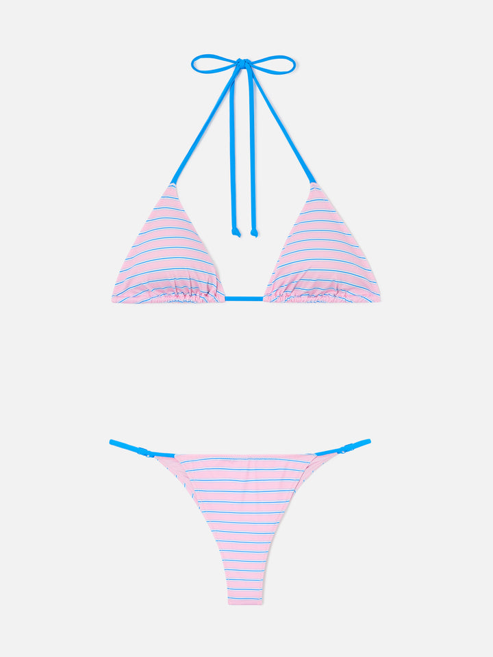 Bikini Lezzy con rayas rosas y blue 