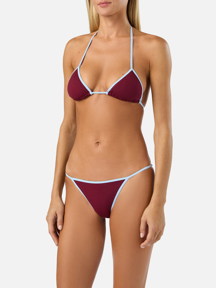 Bikini bordeaux Lezzy String avec finitions contrast 