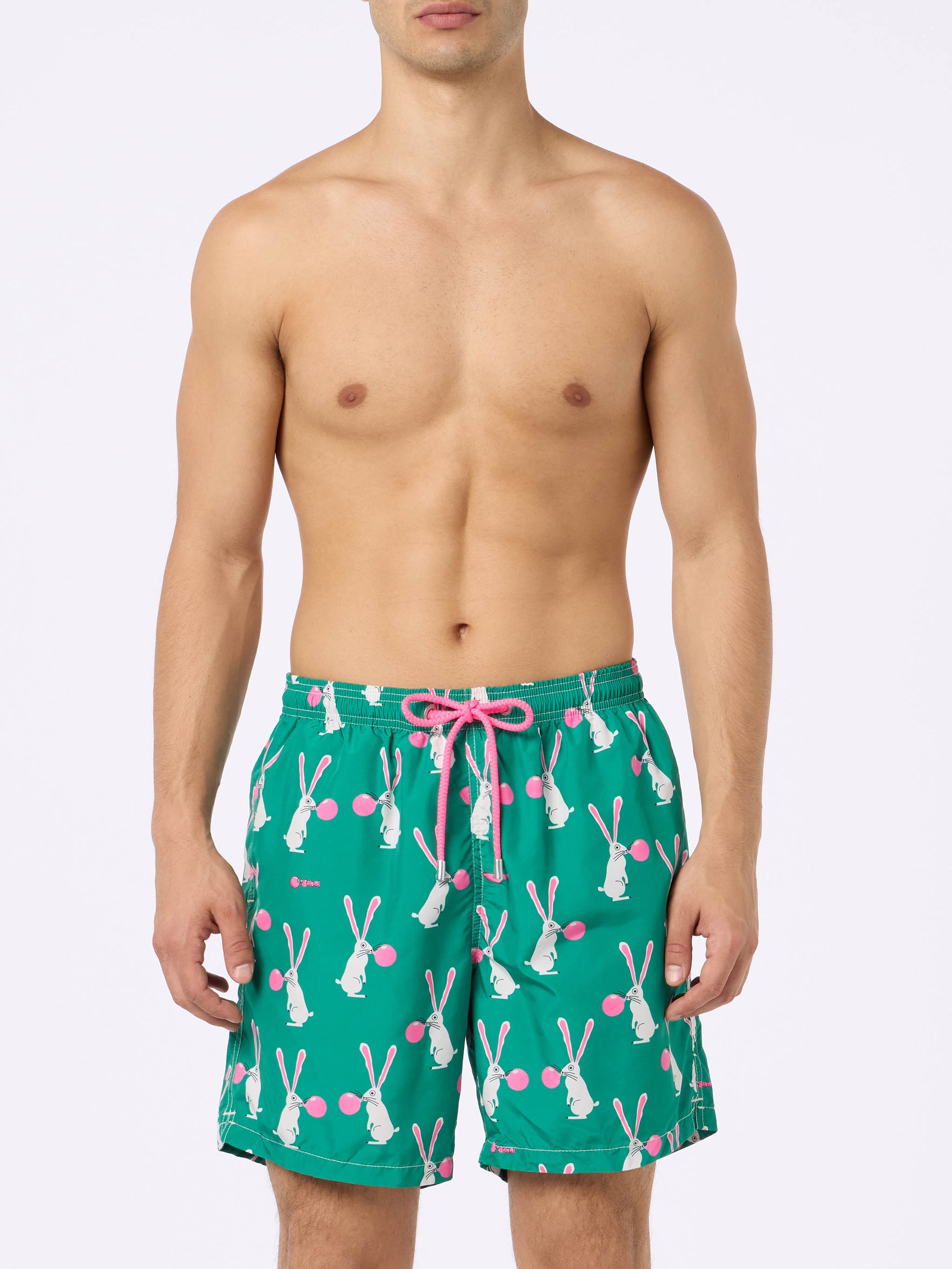 Man lightweight fabric swimshorts Lighting with Big Babol rabbits print | BIG BABOL SPECIAL EDITION - MC2 Saint Barth