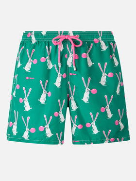 Man lightweight fabric swimshorts Lighting with Big Babol rabbits print | BIG BABOL SPECIAL EDITION - MC2 Saint Barth