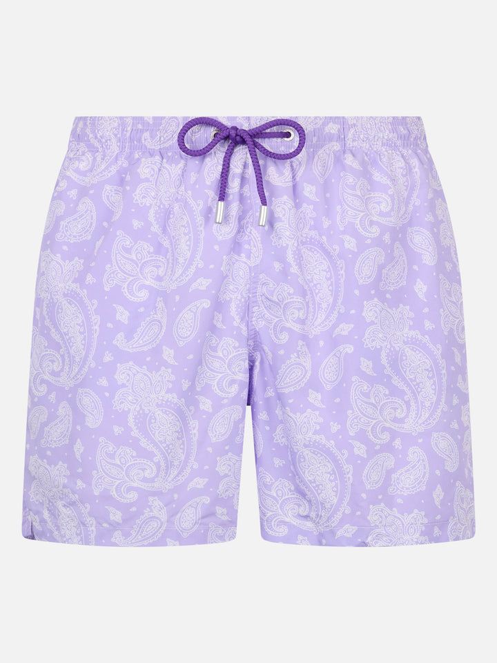 Man lightweight fabric swim-shorts Lighting with paisley print - MC2 Saint Barth