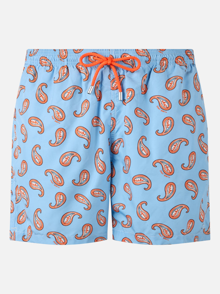 Man lightweight fabric swim-shorts Lighting with paisley print - MC2 Saint Barth