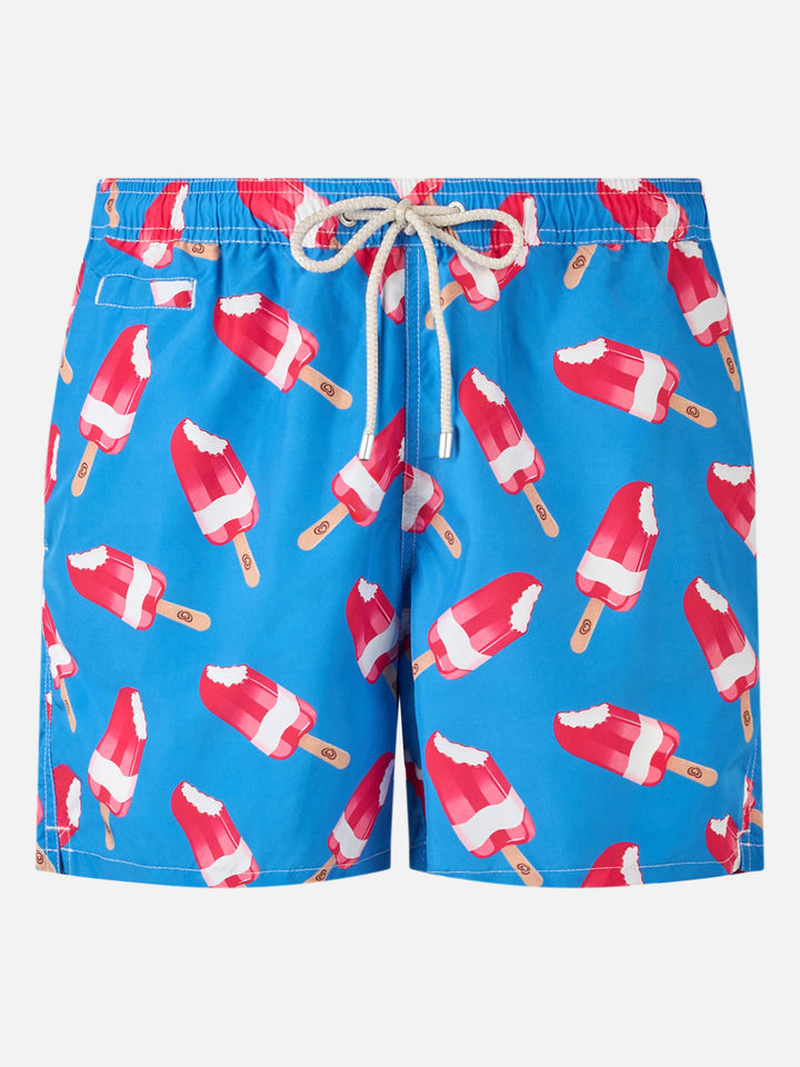 Man swim shorts with Fior di Fragola print | Algida® Special Edition - MC2 Saint Barth