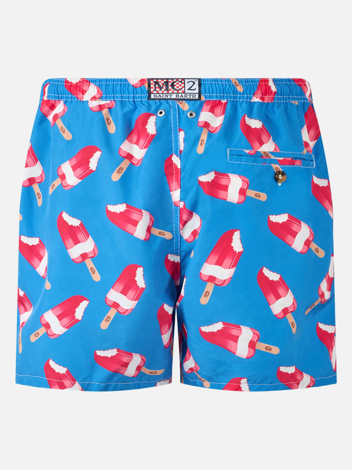 Man swim shorts with Fior di Fragola print | Algida® Special Edition - MC2 Saint Barth