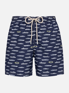 Man lightweight fabric swim-shorts Lighting with Magnum Marine print | MAGNUM MARINE SPECIAL EDITION - MC2 Saint Barth