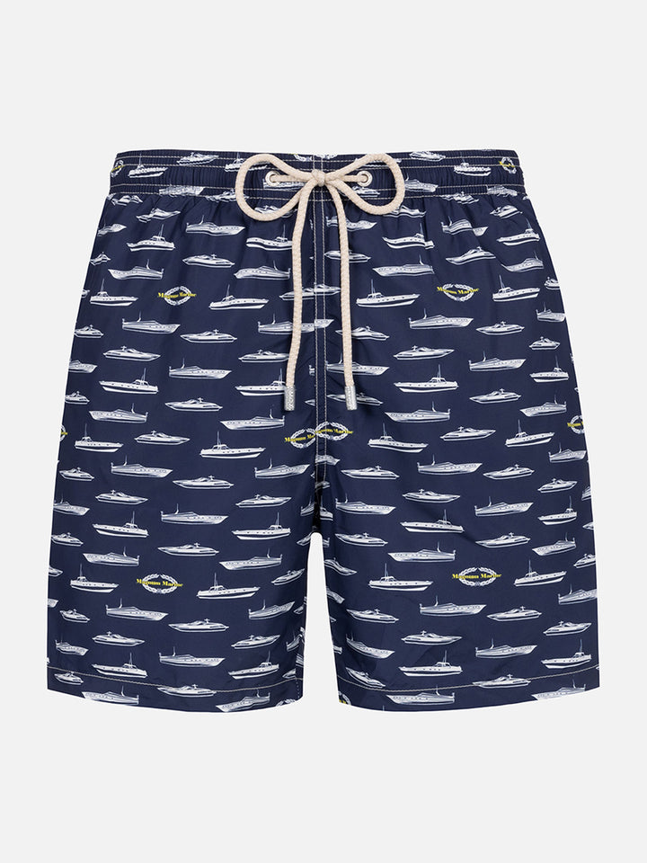 Man lightweight fabric swim-shorts Lighting with Magnum Marine print | MAGNUM MARINE SPECIAL EDITION - MC2 Saint Barth
