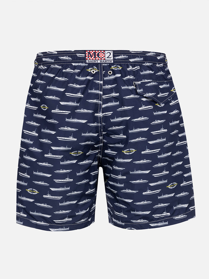 Man lightweight fabric swim-shorts Lighting with Magnum Marine print | MAGNUM MARINE SPECIAL EDITION - MC2 Saint Barth