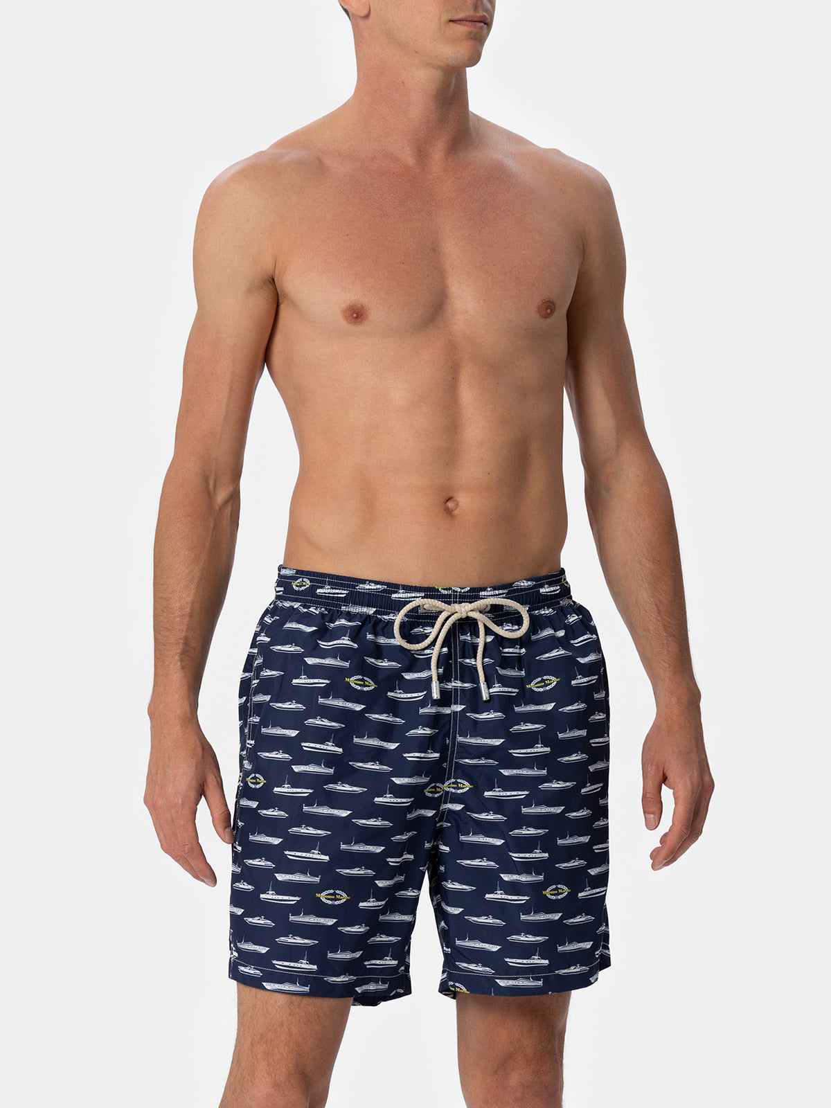 Man lightweight fabric swim-shorts Lighting with Magnum Marine print | MAGNUM MARINE SPECIAL EDITION - MC2 Saint Barth