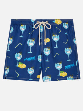 Badeshorts Lighting mit Cryptopuppets Gin Tonic-Print in Blau | Special Edition 