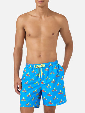 Short de bain bleu avec imprimé canards sur scooters | Special Edition 