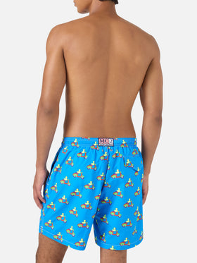 Short de bain bleu avec imprimé canards sur scooters | Special Edition 