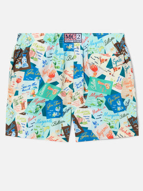Bañador de natación multicolor con estampado integral de cócteles 