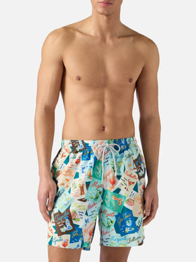 Bañador de natación multicolor con estampado integral de cócteles 