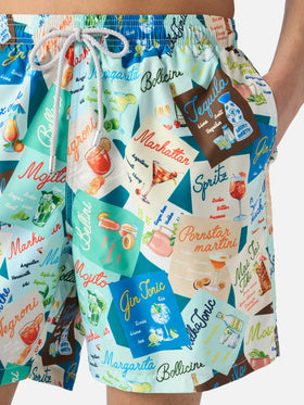 Bañador de natación multicolor con estampado integral de cócteles 