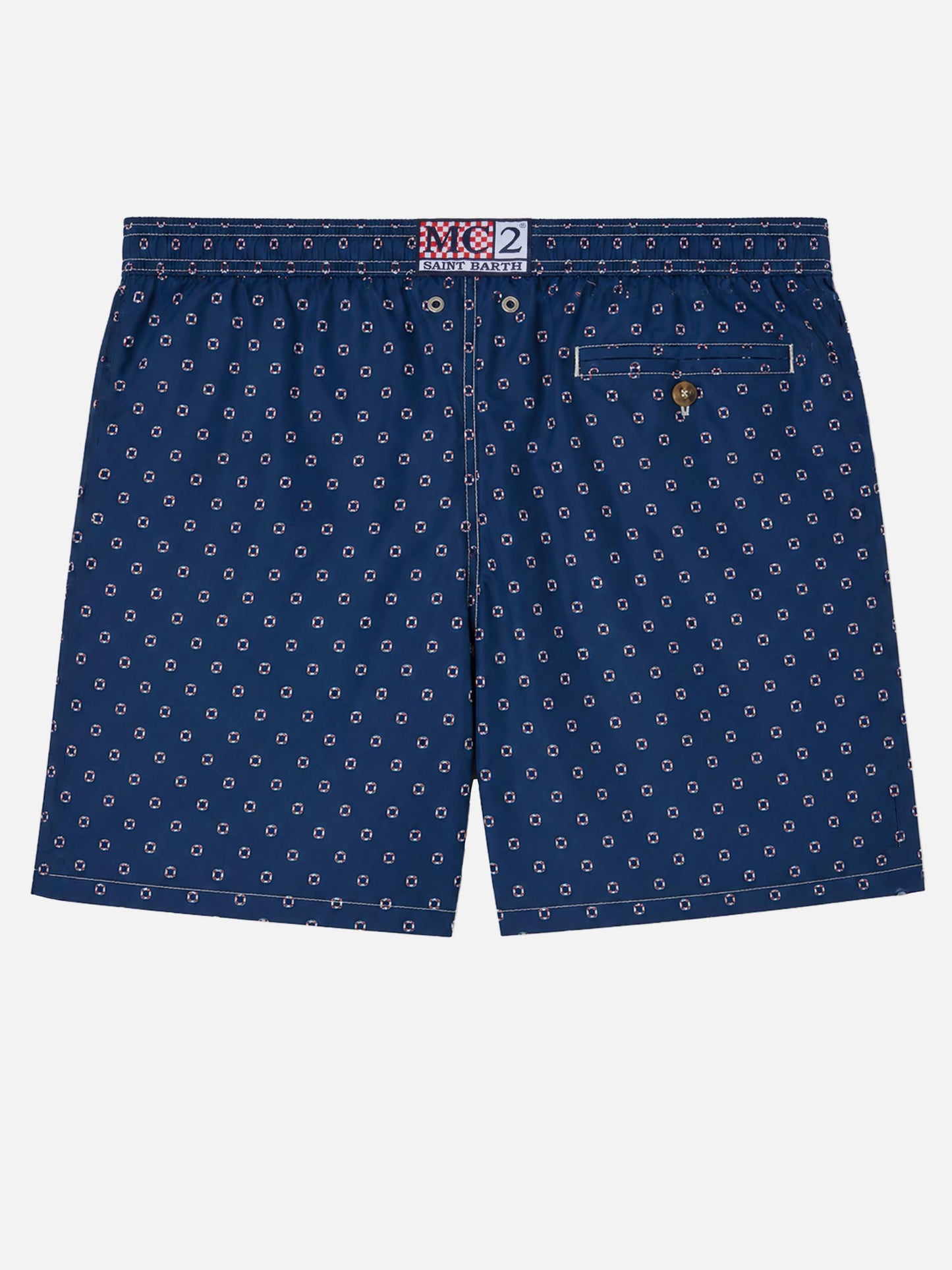Short de bain Micro Navy Lighting avec imprimé mini bouée de sauvetage 