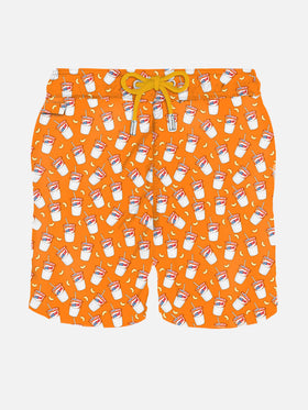 Man light fabric swim shorts with Estathé print | ESTATHé® SPECIAL EDITION - MC2 Saint Barth