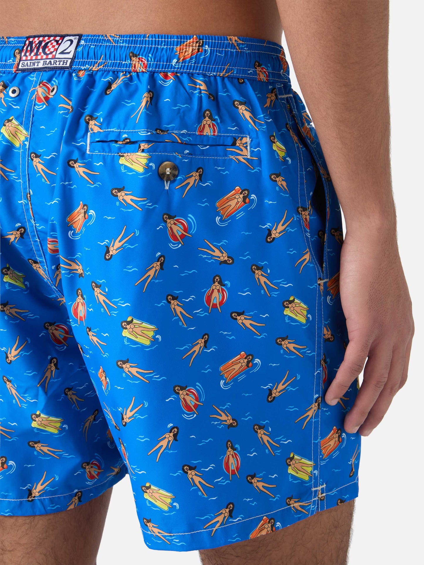 Badehose aus leichtem Stoff mit verspieltem Puppenmuster