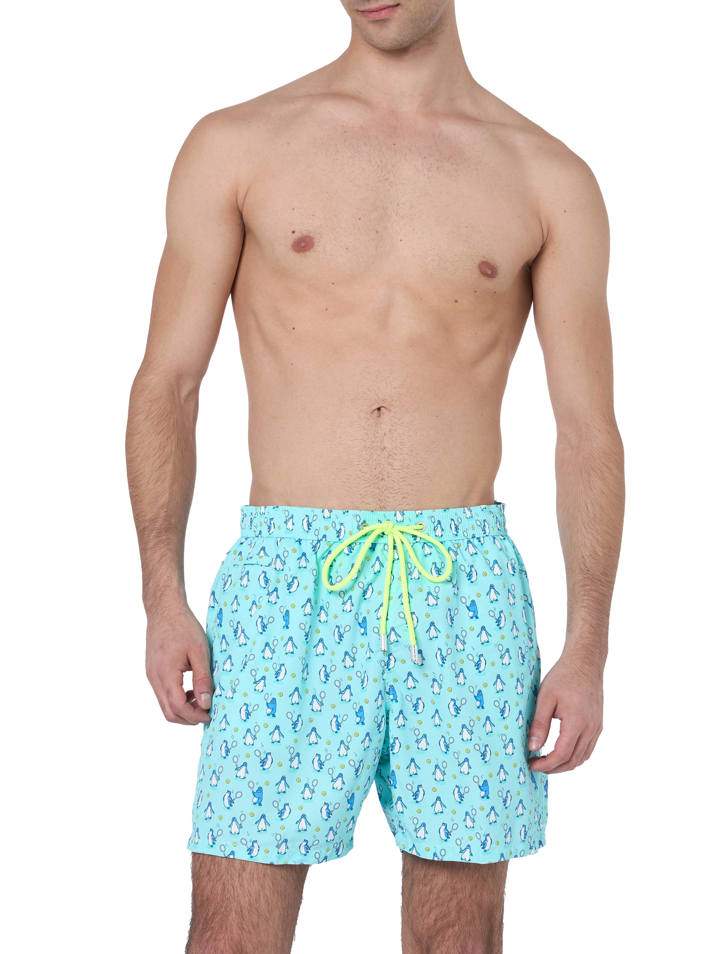 Man lightweight fabric swim-shorts Lighting Micro Fantasy with penguins print - MC2 Saint Barth