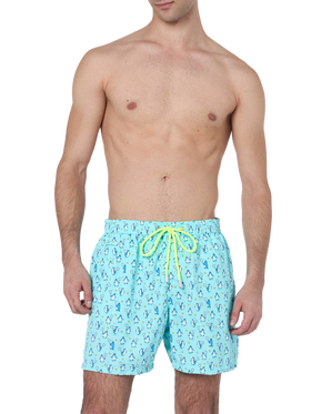 Man lightweight fabric swim-shorts Lighting Micro Fantasy with penguins print - MC2 Saint Barth