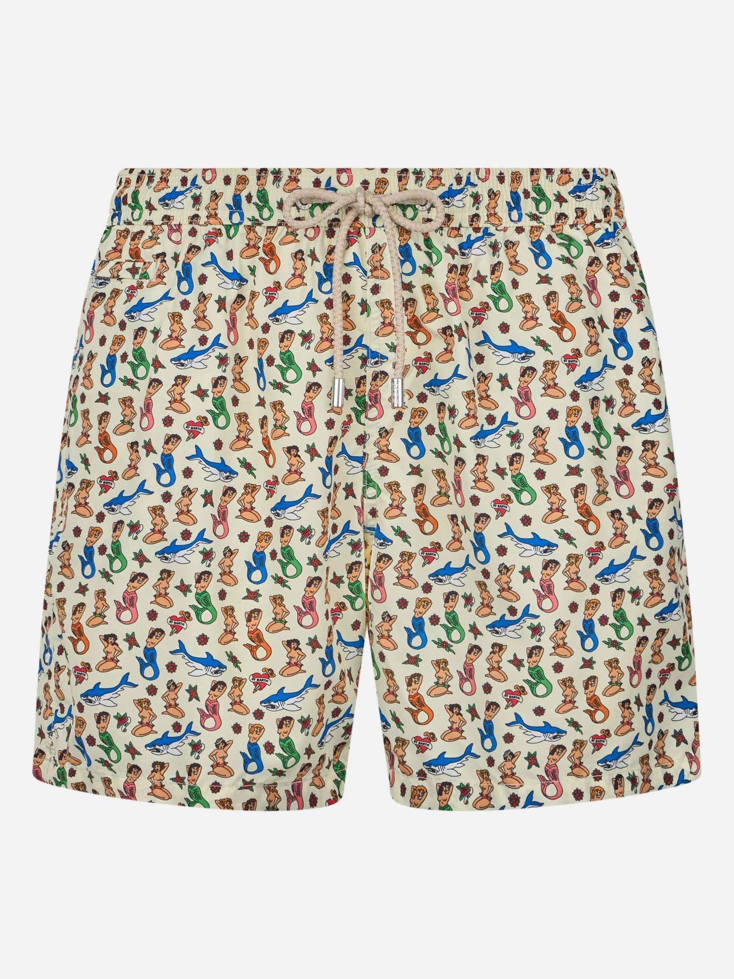 Man lightweight fabric swim-shorts Lighting Micro Fantasy with mermaid print - MC2 Saint Barth